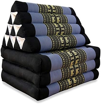Asia Wohnstudio 3 Fold With Extra Large Triangle Cushion, 100% Natural Kapok Filling, Thai Xxl Jumbo Pillow, Headrest (Thai Cushion Seat Fold) Folds