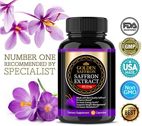 Golden Saffron, Saffron Extract 8825 (Vegetarian) - Best All Natural Appetite Suppressant That Works - 88.5 mg per Capsule - Manufactured by Highest Quality Saffron, Non-GMO, 30 Day Supply