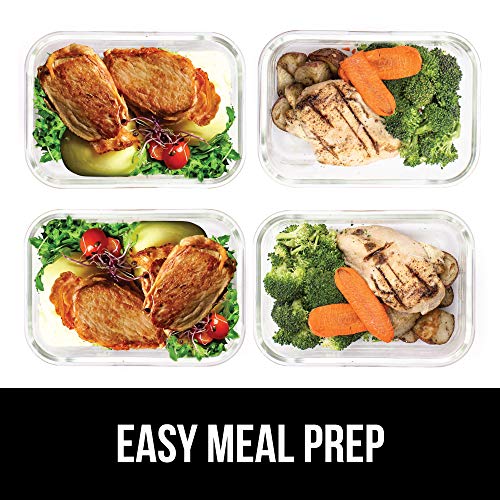 Gorilla Grip Original Premium Glass Food Storage Containers with Lid, 5 Pack of 28.5 oz Size, Microwave, Dishwasher Safe, Saver Container for Fridge, Kitchen Meal Prep, Airtight Lids, Commercial Grade