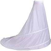 KWBCM Women's White 2 Hoops Floor Length Tailing Petticoat Crinoline Underskirt Slips for Mermaid Wedding Dress