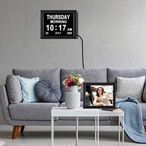 [8 Alarm Options] Extra Large NonAbbreviation Day Date Month Clocks