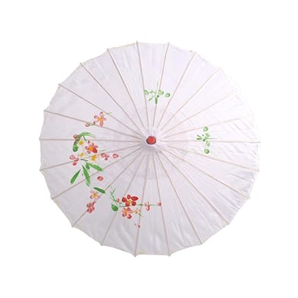 BESTOYARD Traditional Chinese Japanese Umbrella Parasol for Wedding, Bridesmaids, Cosplay, Summer Sun Shade (White)