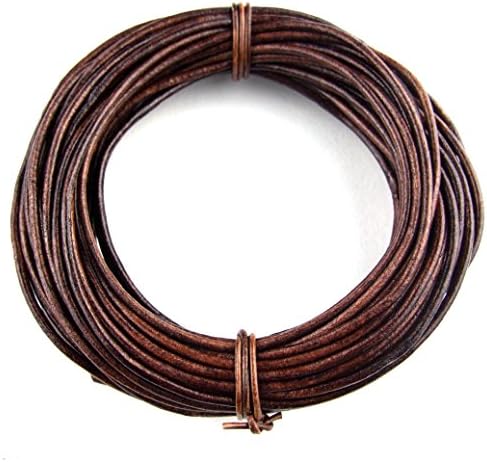 Round Leather Cord - 3.0 MM Round Leather Cords 3MM (Distressed Brown, 3 Meter (3 Yard))