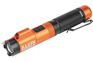 KLEIN TOOLS 56040 Magnetic LED Flashlight, 350 Lumen Rechargeable Flashlight, Twist Focus, Laser Pointer, Hands-Free, USB Charging Cable, for Work and Outdoor