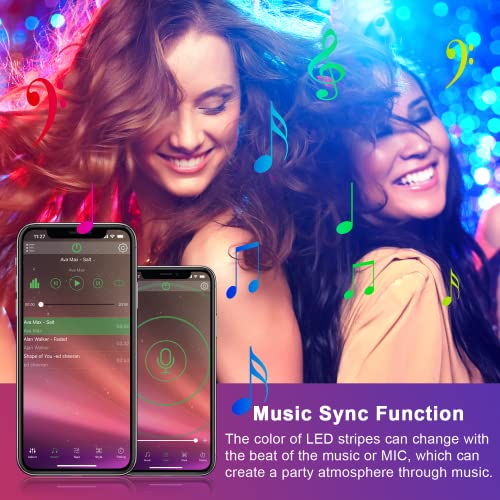 Aogled Ruban LED RGB 30m,Bande Lumineuse LED Bluetooth Dimmable avec Contrôle par Application,Télécommande à 44 Boutons,Réglage de la Minuterie,Mode Musique,LED 24V pour Salon | Chambre(15M×2)