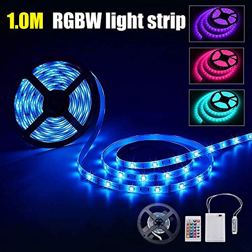 Battery Powered LED Strip Lights,1m/3.28ft Flexible RGB Led Lights Strip with Battery Power