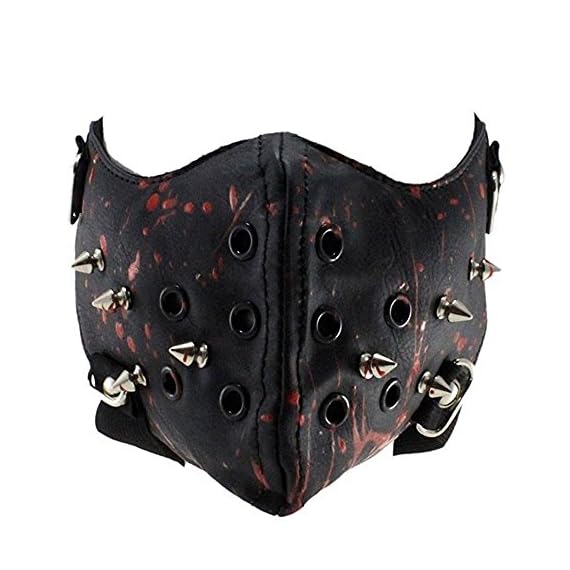 zswellgo-Steampunk-Mask-Biker-Men-Half-Face-Mask-Airsoft-Wind-Cool-Punk-Rivets-Black-Masquerade-Mask-for-Cycling-Hiking-Camping-Skiing-Climbing-Fishing-Hunting-Jogging-Motorcycling-Tennis