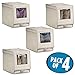 mDesign Fabric Home Storage Box Bin - Clear Window, Hinged Lid - Holder for Men's and Women's Dress Shoes, Boots, Pumps, Sandals, Flats - Modern Closet Organizer Solution - Medium, 4 Pack - Linen/Tan