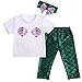 3PCS Clothes Set Baby Short Sleeve T-shirt and Mermaid Pant With Headband