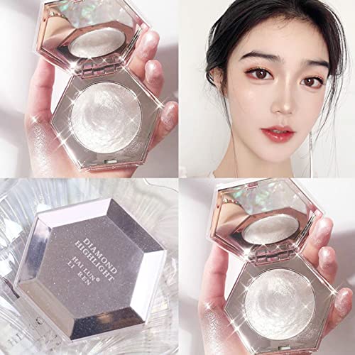 Diamond Highlighter Glitter Diamond White Shimmer Fluorescent Face Highlighter Make-up-Palette für Gesicht und Körper für ein einfaches Bühnen- und alltägliches langanhaltendes Make-up (diamantweiß)