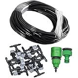 50FT Mist Cooling System with 20PCS Plastic Mist Nozzles For Outdoor Lawn Patio Garden Greenhouse