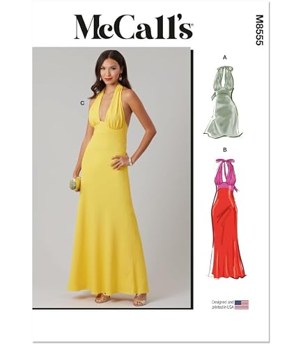 sachin and babi light blue dress 70s Sexy Side Cutout U-Neck Halter Dress with High Thigh Split, Bust 3 –  Patterns Central