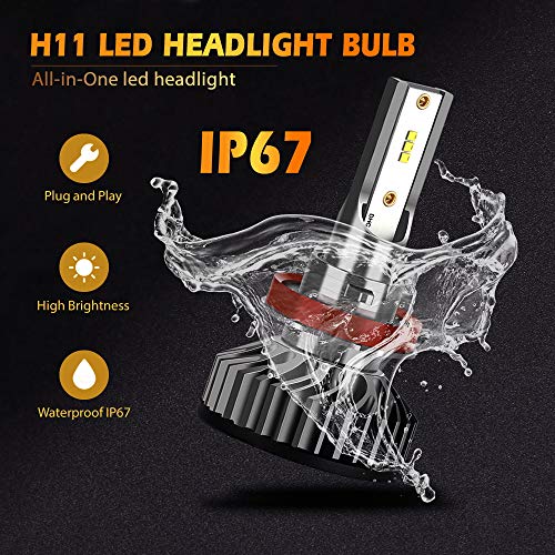ALUNAR H11 Hi/Lo Car LED Headlight Bulbs All-in-One Conversion Kit Plug Play White COB Chip 72w 8000lm Auto Head Lamp 12V Replace LED Headlight Bulbs Vehicle Lighting (F2 H11 ZES) - Thumbnail 5