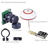 SunFounder FPV Image Transceiver Kit with 700TVL HD Camera + 200mW Mini TS5823 32 Channel AV Transmitter + 5.8G Mushroom Antenna for Quadcopter QAV250 ZMR250 Q250 QAV210 QAV180