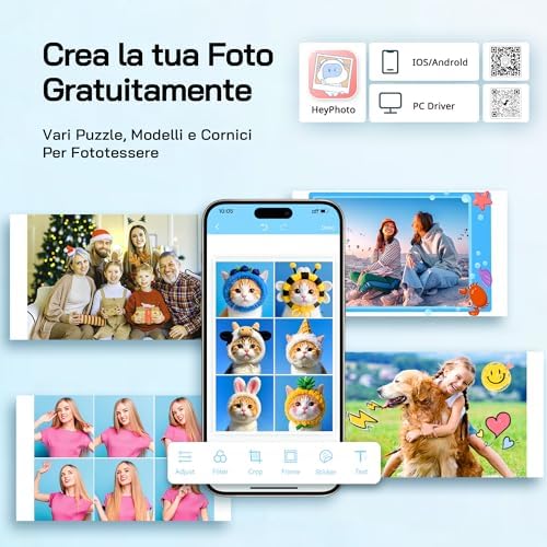 Stampante fotografica, stampante fotografica istantanea con 54 fogli (4"x6"), supporta la connessione WiFi, app di fotoritocco creativo, per smartphone iOS/Android