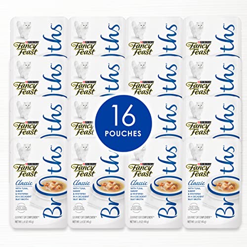 Purina Fancy Feast Limited Ingredient Wet Cat Food Complement, Broths With Tuna, Shrimp