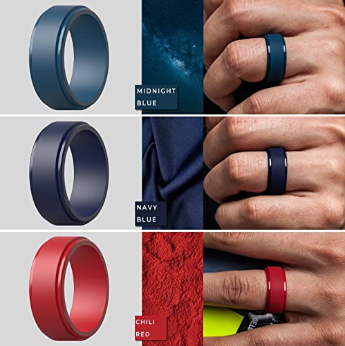 ThunderFit Silicone Wedding Rings for Men, Flat