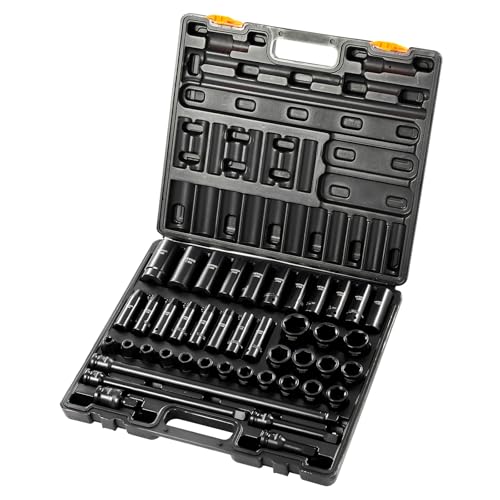 VEVOR Impact Socket Set, 1/2 Inches 43 Piece Impact Sockets, 1/2 Inches Drive S…