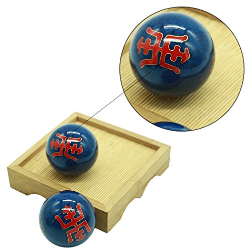 2''Baoding Health Balls Chinese Exercise Stress Balls Craft Collection(Ancient Chinese characters) BS162(L, blue)