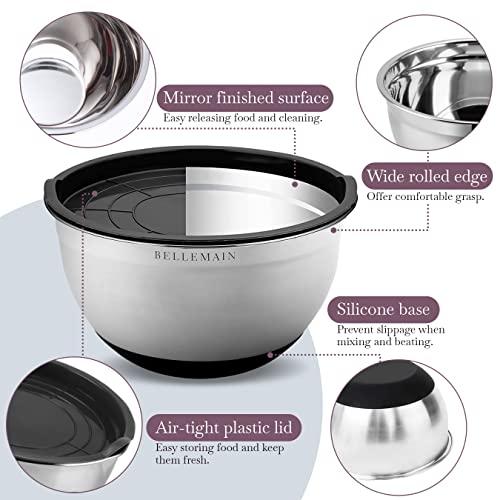 Bellemain Stainless Steel NonSlip Mixing Bowls with Lids (4Piece Set