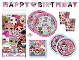 LOL Birthday Party Supplies Set - Dinner and Cake Plates, Cups, Napkins, Decorations (Deluxe with Banner - Serves 16)