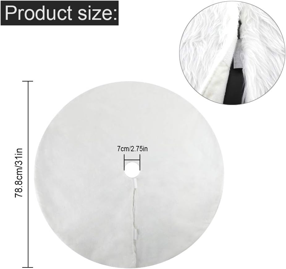 HOWAF Faux Fur Christmas Tree Skirt Snow White Xmas Tree Skirt Christmas Tree Mat Base Cover For Christmas & New Year Xmas Holiday Party Decorations Supplies - Image 3