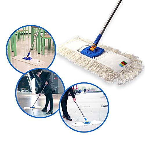YCUTE Commercial Heavy Duty Dust Mop Cotton with 53" Stainless Steel Threaded Long Handle and Metal Frame - 35" X 6" Wide Cotton Mop Head - 360 Degree Spinning - Thumbnail 5