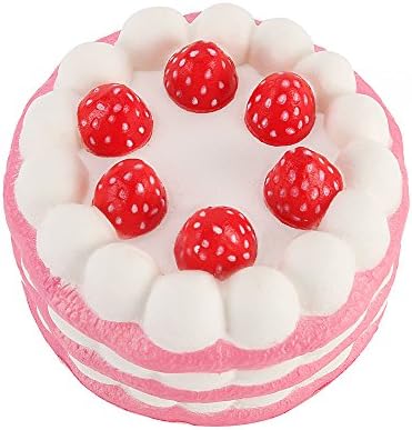 TinyFun Super Slow Rising Squishy Jumbo Cake Toys, Soft Sweet Cute Simulation Large Strawberry Cake (Pink)
