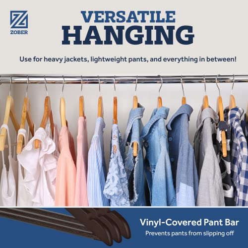 Zober Wooden Hangers 20 Pack Non Slip Wood Clothes Hanger for Suits