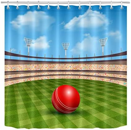 youyoutang Sports Field Stadium of Cricket Shower Curtain Set Bathroom Polyester Fabric,3D High-Definition Printing Does Not Fade,12 Shower Hooks,70.8X70.8 Inch,Home Decor,Bathroom Accessories
