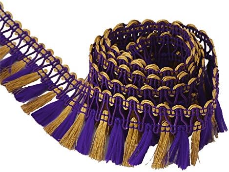 BridalMary Embroidered Dress Border 1 YD Trim Purple Craft Sewing Lace Fringes
