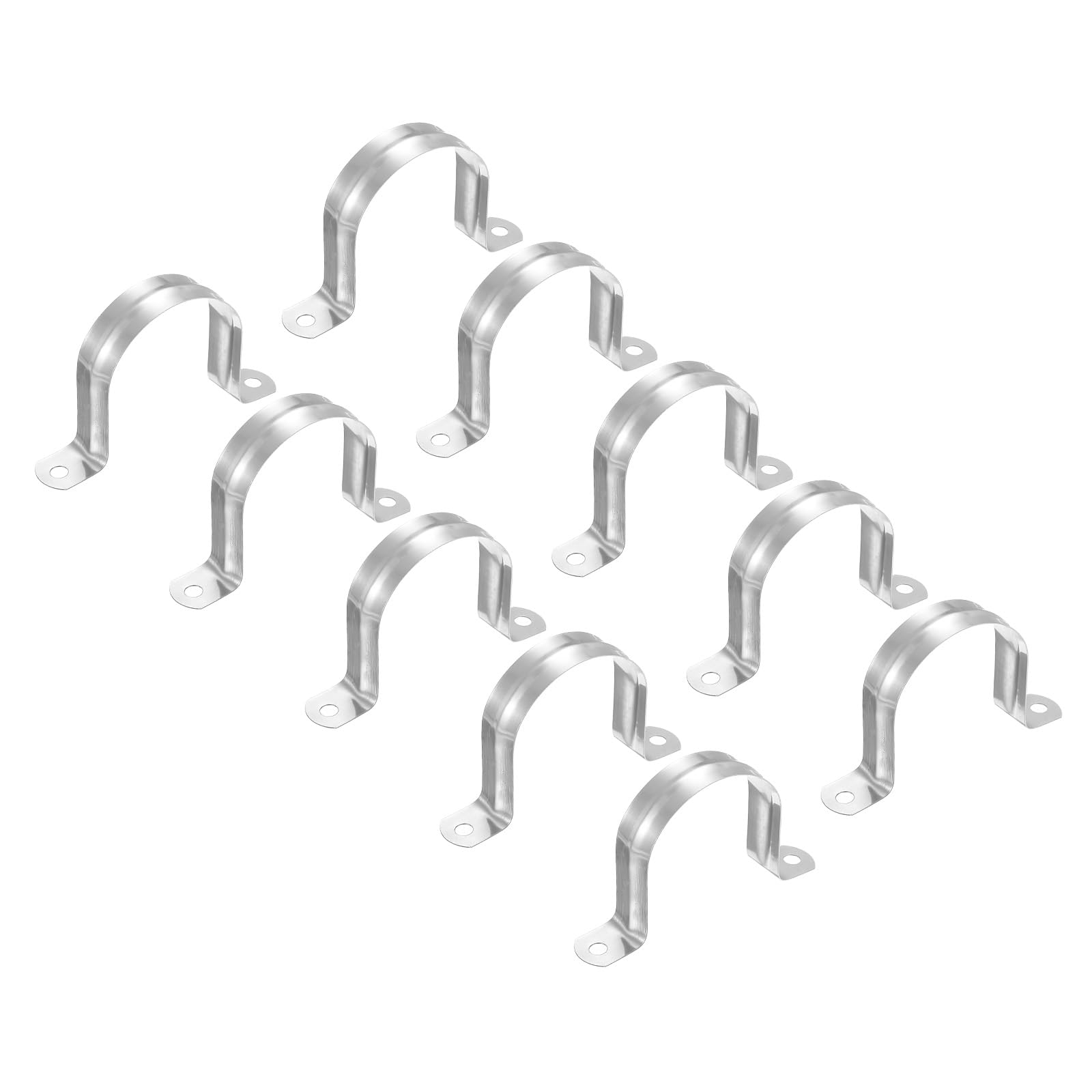 PATIKIL 2.48 inch/63mm Rigid Pipe Strap Clamp, 30 Pcs 304 Stainless Steel Two Hole U-Shape Tube Clip Pipe Fasten Holder for Pipe Fixing