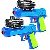 Foam Dart Gun Toy Hand Gun Blaster MK3 - (2 Pack) Dual Pistol, Shoot Water Ball Spring Powered, Suction Darts, Clear Eco-Friendly Shooting Battle, USA Warranty & Support