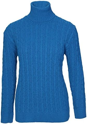 Lets Shop Shop Womens Chunky Cable Knit Long Sleeve Polo Neck Jumper Ladies Classic Knitwear Turtle Roll Neck Sweater Pullover Plus Size 12 14 16 18