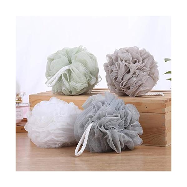 Tbestmax 4 Pack Mesh Pouf Bath Sponge - Mesh Loofah Body Exfoliating Shower Ball Shower Sponge