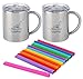 Housavvy Duck Stainless Steel Kids Cups with Lids and Straws, 2 PACK of 7.5 OZ