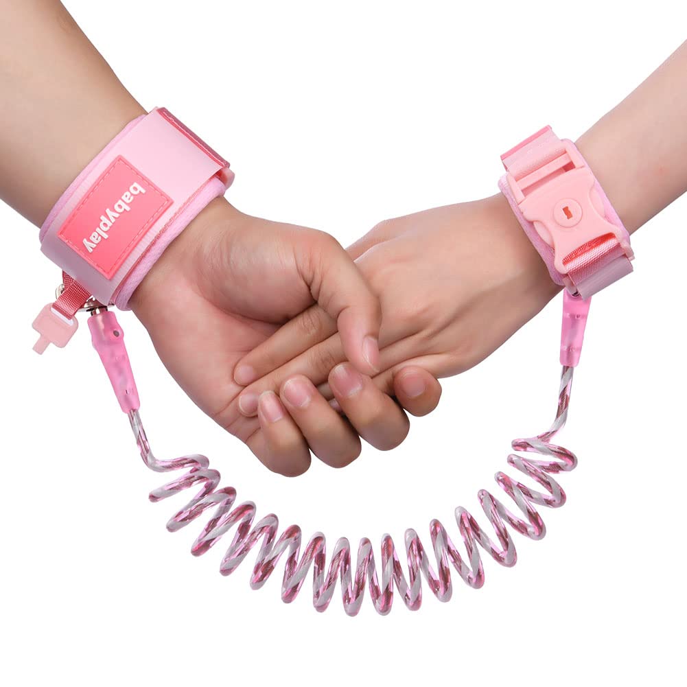 AOMIG Anti Lost Safety Wrist Link Belt, 1.5M Wrist Reins for Toddlers with Key Lock, Baby Reins Toddler Reins for Walking & Travel, Toddler Wrist Strap for Walking (Pink)