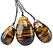 Rockcloud Tiger's Eye Set of 3 Drilled Yoni Eggs with String, Massage Stones for Women to Train Pelvic Muscles Kegel Exercise