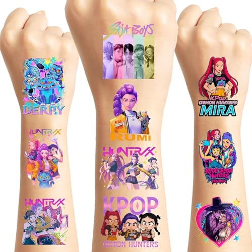 Korean Idol Movie Temporary Tattoos,Removable Tattoo Stickers for Kids,Goodie Bag Stuffers Party Supplies Birthday Decoration Gifts(40Pcs)