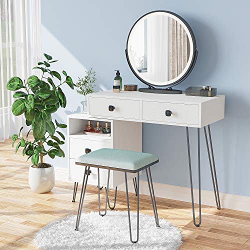 Vanity-Table-Set-Makeup-Vanity-Dressing-Table-with-3-Colors-Lighted-Mirror-1-Storage-Cabinet-4-Drawers-Vanity-Dresser-Desk-with-Cushioned-Stool-for-Girl-Women-Bedroom-White
