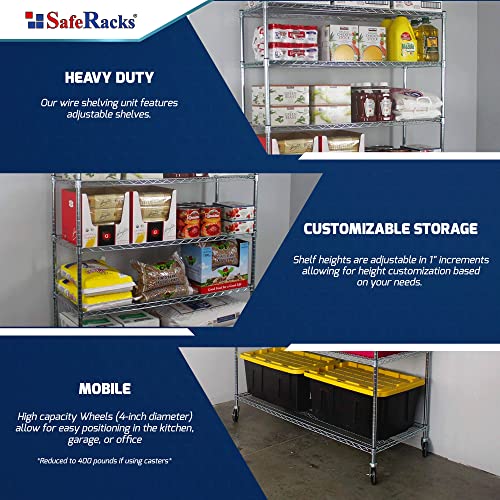 SafeRacks NSF Certified Storage Shelves, Heavy Duty Steel Wire Shelving