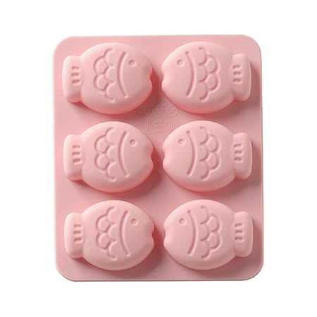 Molde de silicona para 6 bizcochos con forma de pez rosa: Amazon ...