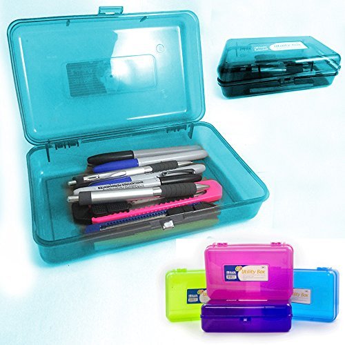 Plastic Pencil Box Case Kids School Office Supplies Pen Art Craft Organizer New