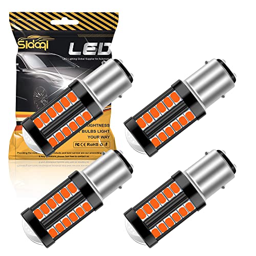 Sidaqi 4 Pack 1157 BAY15D P21/5W LED Bulbs Red for Brake Lights Tail Stop Parking Lights Position Lights Interior RV Camper Bulbs 33SMD 900LM/Bulb 3.6W