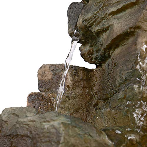 Alpine Corporation 4-Tier Cascading Tabletop Fountain with LED Lights - Indoor/Outdoor Water Fountain Decor - Gray Alpine Corporation 4-Tier Cascading Tabletop Fountain with LED Lights - Indoor/Outdoor Water Fountain Decor - Gray