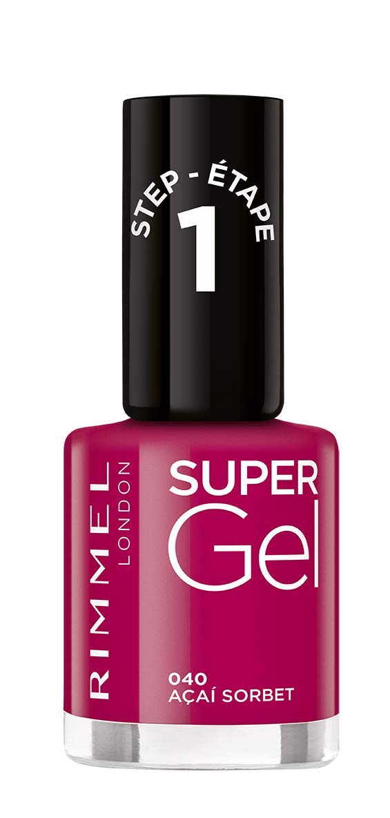 Rimmel London Super Gel Nail Polish (Tono 040 Açai Sorbet) - 12 ml.