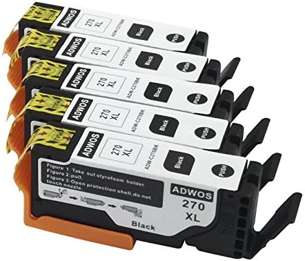 ADWOS 5 Pack Compatible ink cartridge for Canon 270 271 PGI-270BK XL CLI-271 XL (5 Large Black), for Canon PIXMA MG5720 MG5721 MG5722 MG6820 MG6821 MG6822 MG7720 TS5020 TS6020 TS8020 TS9020