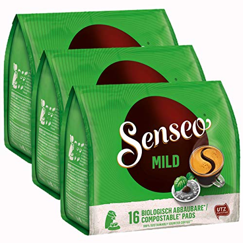 Senseo Kaffeepads Mild, Feiner und Samtweicher Geschmack, Kaffee, neues Design, 3er Pack, 3 x 16 Pads