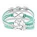 DemiJewelry Infinity Bracelet Green Love Heart Charm Leather Bracelets