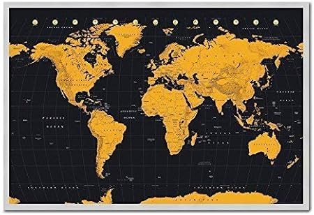 Uhibros Poster Carte Du Monde En Noir Et Or Tableau D